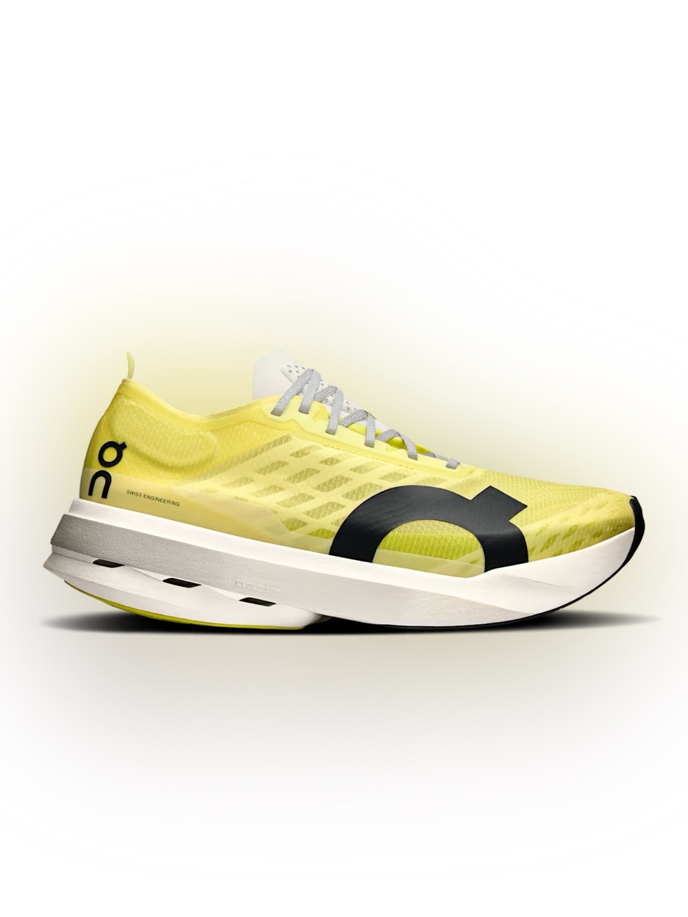 On Women’s Cloudboom Strike running shoe in limelight/wolf